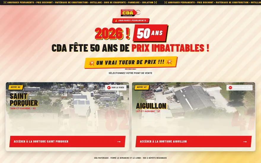 Page d’accueil du site CDA