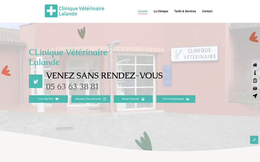 Page d’accueil du site Clinique Vétérinaire