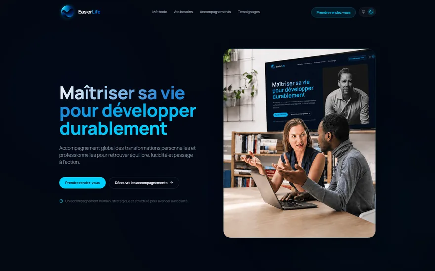 Page d’accueil du site EasierLife