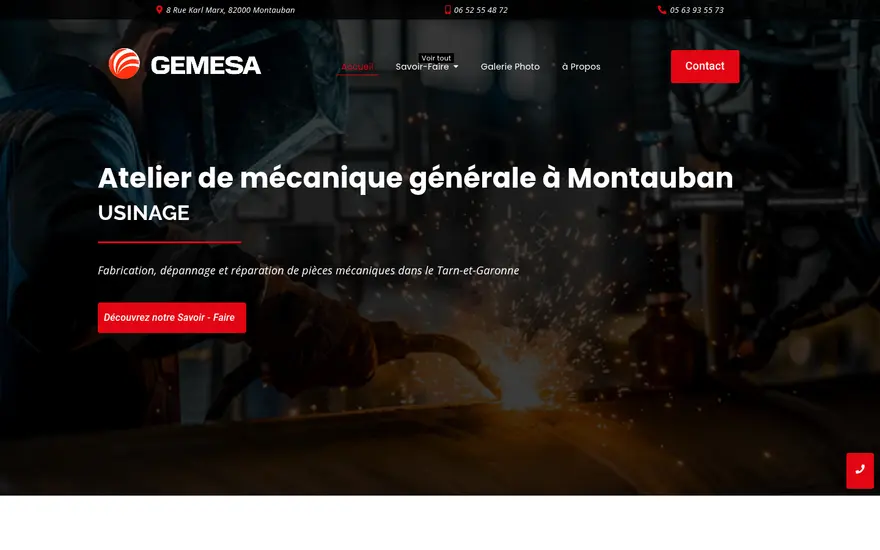 Page d’accueil du site GEMESA