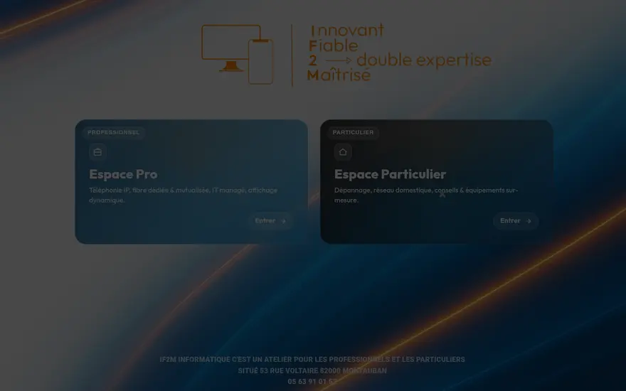 Page d’accueil du site IF2M Informatique