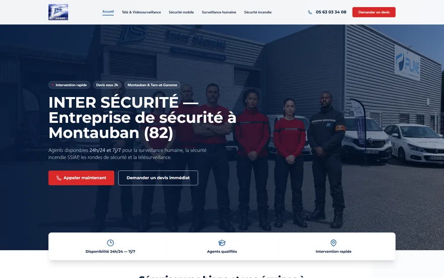 Page d’accueil du site Inter Sécurité