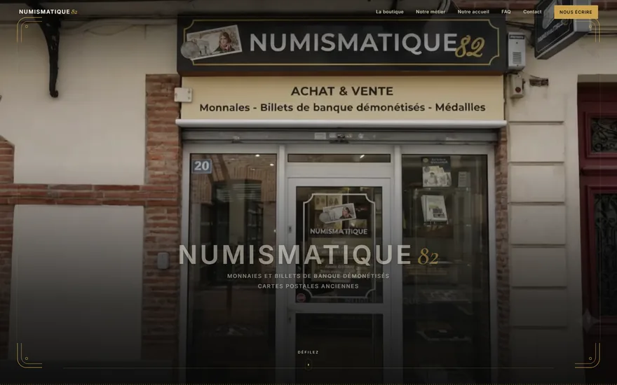 Page d’accueil du site Numismatique 82