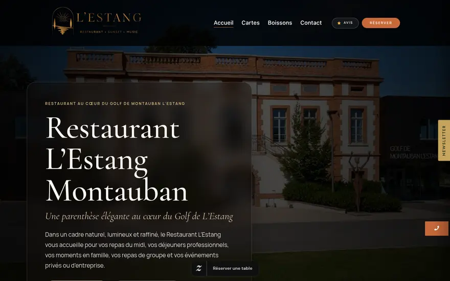 Page d’accueil du site Pré de l’Estang