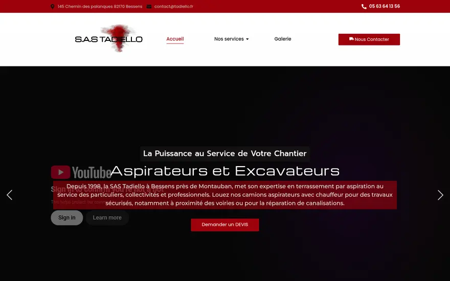 Page d’accueil du site Tadiello
